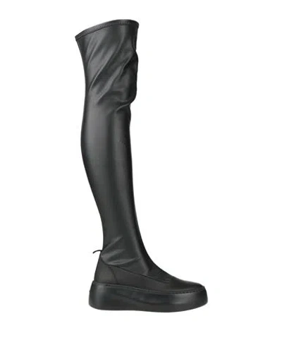 VIC MATIE VIC MATIĒ WOMAN BOOT BLACK SIZE 7.5 SOFT LEATHER, TEXTILE FIBERS