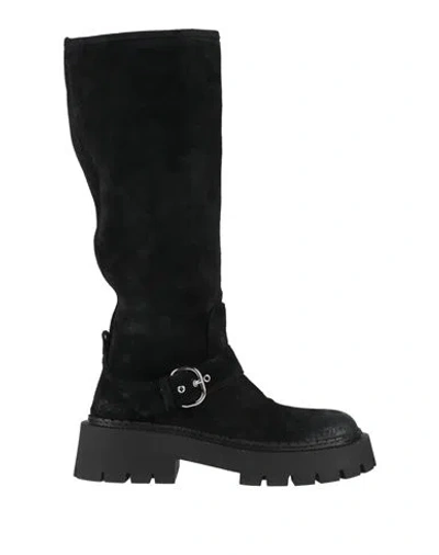 Vic Matie Vic Matiē Woman Boot Black Size 9 Leather In Animal Print