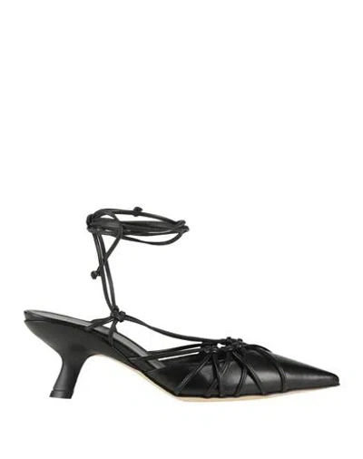 Vic Matie Chanel 60mm Leather Sandals In Black