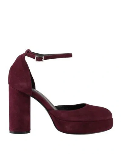Vic Matie Vic Matiē Woman Pumps Burgundy Size 7.5 Leather In Red