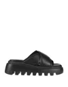 Vic Matie Leather Strap Slides In Black