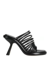 Vic Matie Strappy Leather Mules In Black