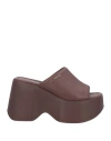 Vic Matie Vic Matiē Woman Sandals Chocolate Brown Size 6 Leather In Brown