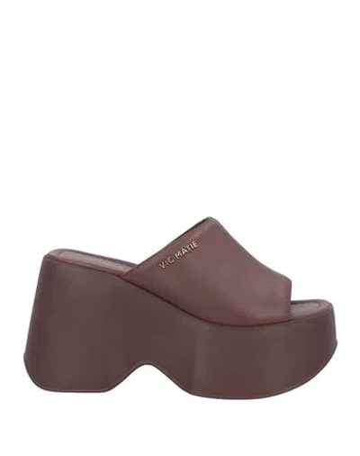 Vic Matie Vic Matiē Woman Sandals Chocolate Brown Size 6 Leather