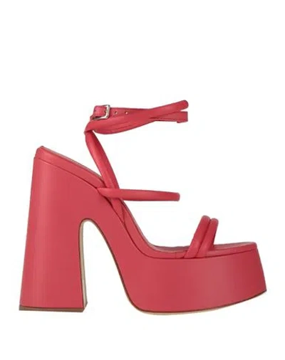 Vic Matie Vic Matiē Woman Sandals Coral Size 8 Leather In Red