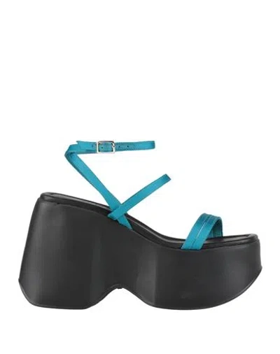 Vic Matie Vic Matiē Woman Sandals Deep Teal Size 7 Textile Fibers In Blue