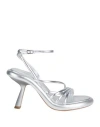 Vic Matie Dosh Strappy Sandals In Laminated Silver Nappa In Silver