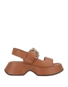 Vic Matie Mini Yoko Leather Sandals In Brown