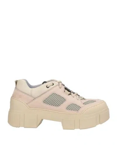 Vic Matie Vic Matiē Woman Sneakers Beige Size 7 Leather, Textile Fibers In Neutral