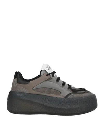 Vic Matie Vic Matiē Woman Sneakers Lead Size 8 Leather, Textile Fibers In Gray