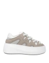 Vic Matie Vic Matiē Woman Sneakers Taupe Size 5 Leather, Textile Fibers In Gray