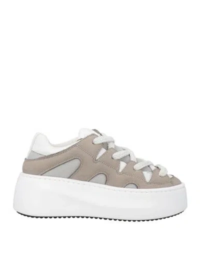 Vic Matie Vic Matiē Woman Sneakers Taupe Size 5 Leather, Textile Fibers In Gray