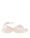 Vic Matie Flatform Leather Sandals In Pink