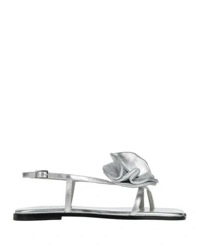 Vic Matie Vic Matiē Woman Thong Sandal Silver Size 8 Leather In Multi