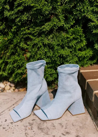Vic Matie Women's Denim Open Toe Bootie In Light Blue
