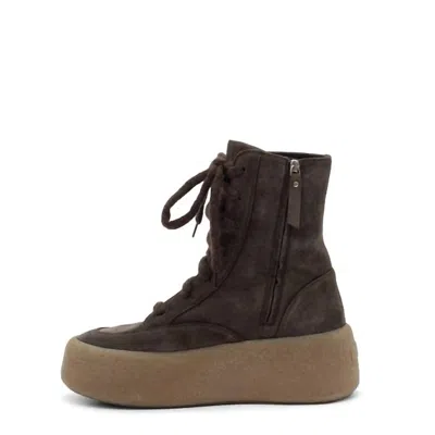 Vic Matie Women's Lace Up Suede Platform Boot In Coffee In Brown