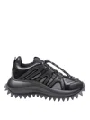 Vic Matie Split Sneakers In Rubberized Calfskin And Technical Fabric In Blue