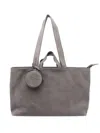 Vic Matie Zip-closure Suede Tote Bag In Gray