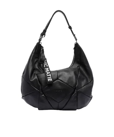 Vic Matie Zippered Shoulder Bag In Black