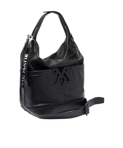 Vic Matie Zippered Shoulder Bag In Black