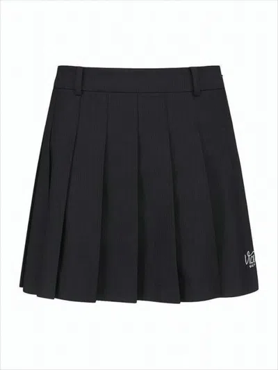 Vice Golf Pleated Mini Skirt With Structured Waistband In Black