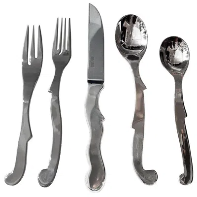 Pre-owned Vicente Wolf Wallis Flatware Set, Modern Stainless Steel, Korea In Gray