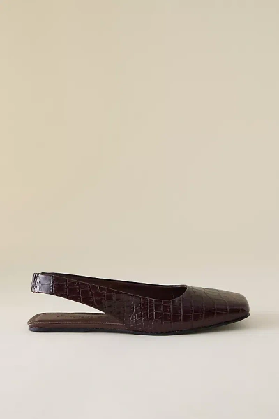 Vicenza Square-toe Slingback Flats In Brown