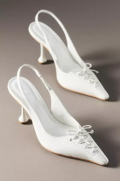 Vicenza Tie-up Pointed-toe Slingback Heels In White
