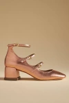 Vicenza Triple-strap Mary Jane Heels In Brown