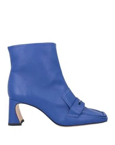 Vicenza ) Woman Ankle Boots Bright Blue Size 7 Sheepskin