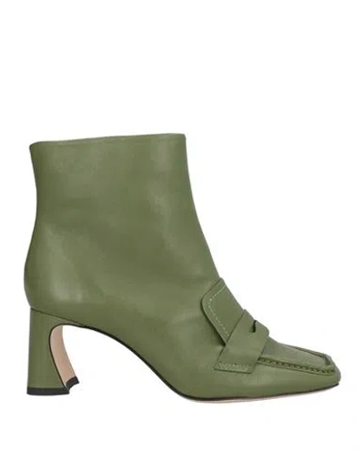 Vicenza ) Woman Ankle Boots Military Green Size 8 Sheepskin