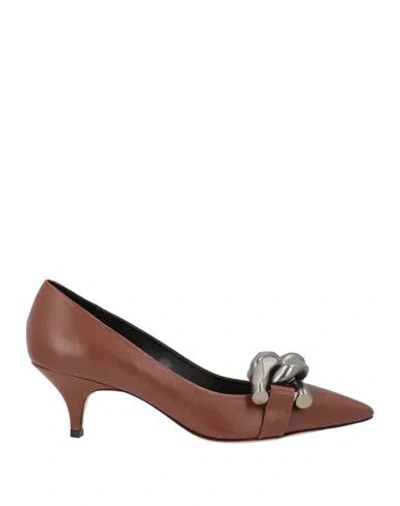 Vicenza ) Woman Pumps Brown Size 11 Leather In Animal Print