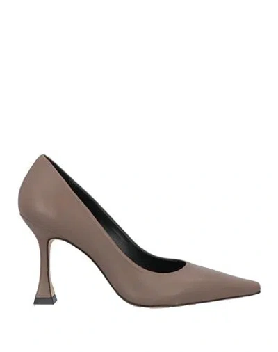 Vicenza ) Woman Pumps Khaki Size 9 Leather In Beige