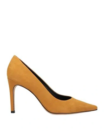 Vicenza ) Woman Pumps Mustard Size 7 Leather In Yellow