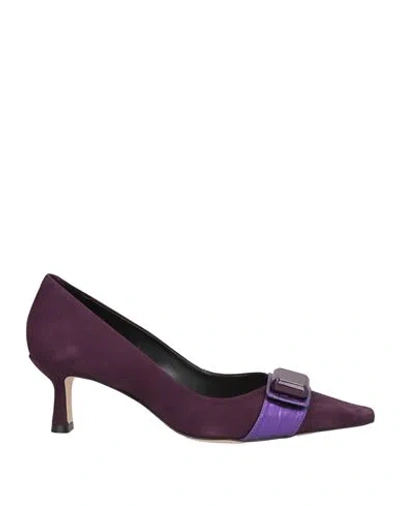 Vicenza ) Woman Pumps Plum Size 6 Leather In Purple
