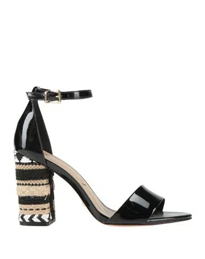 Vicenza ) Woman Sandals Black Size 11 Leather In Animal Print