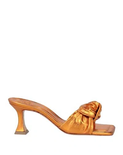 Vicenza ) Woman Sandals Copper Size 8 Leather In Orange