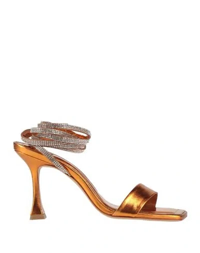 Vicenza ) Woman Sandals Copper Size 6 Leather In Orange