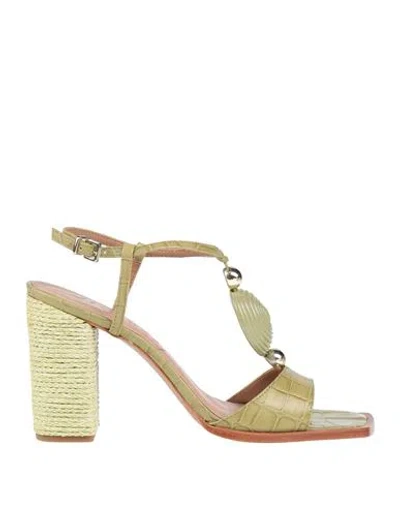Vicenza ) Woman Sandals Military Green Size 8 Leather