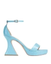 Vicenza ) Woman Sandals Sky Blue Size 8 Leather In Blue