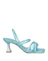 Vicenza ) Woman Sandals Turquoise Size 7 Leather In Blue