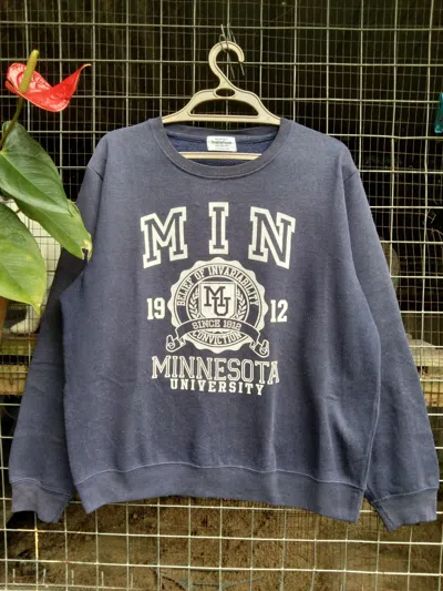 Pre-owned Viceroy University Vintage Minnesota University Embroidery Sweatshirt In Faded Blue
