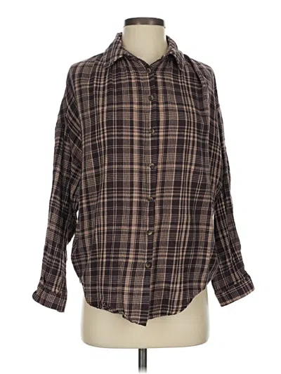 Pre-owned Vici 3/4 Sleeve Button Down Shirt In Brown