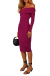 Vici Collection Already Famous Off The Shoulder Body-con Dress In Magenta