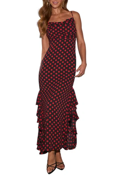 Vici Collection Amala Dot Ruffle Maxi Dress