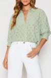 Vici Collection Amber Eyelet Crepe Button-up Shirt