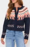 Vici Collection Aurora Fair Isle Cardigan In Blue