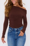 Vici Collection Belle Off The Shoulder Long Sleeve Jersey Top In Animal Print