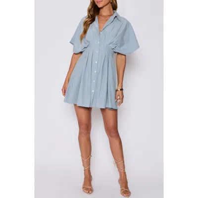 Vici Collection Benson Pleated Shirtdress In Gray