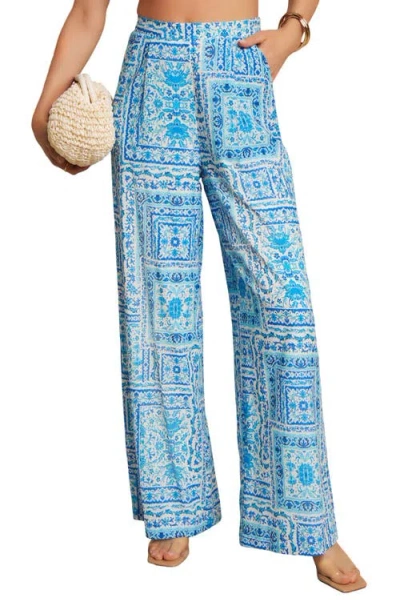 Vici Collection Bohemia Print Wide Leg Pants In Blue Multi